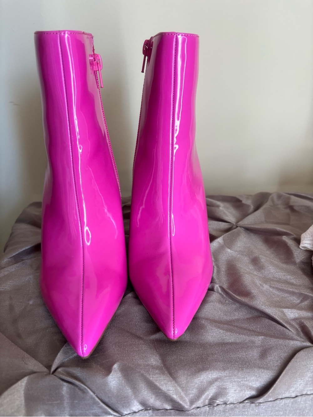 INC International Concepts Bright Pink Patent Pointed Ankle Boots